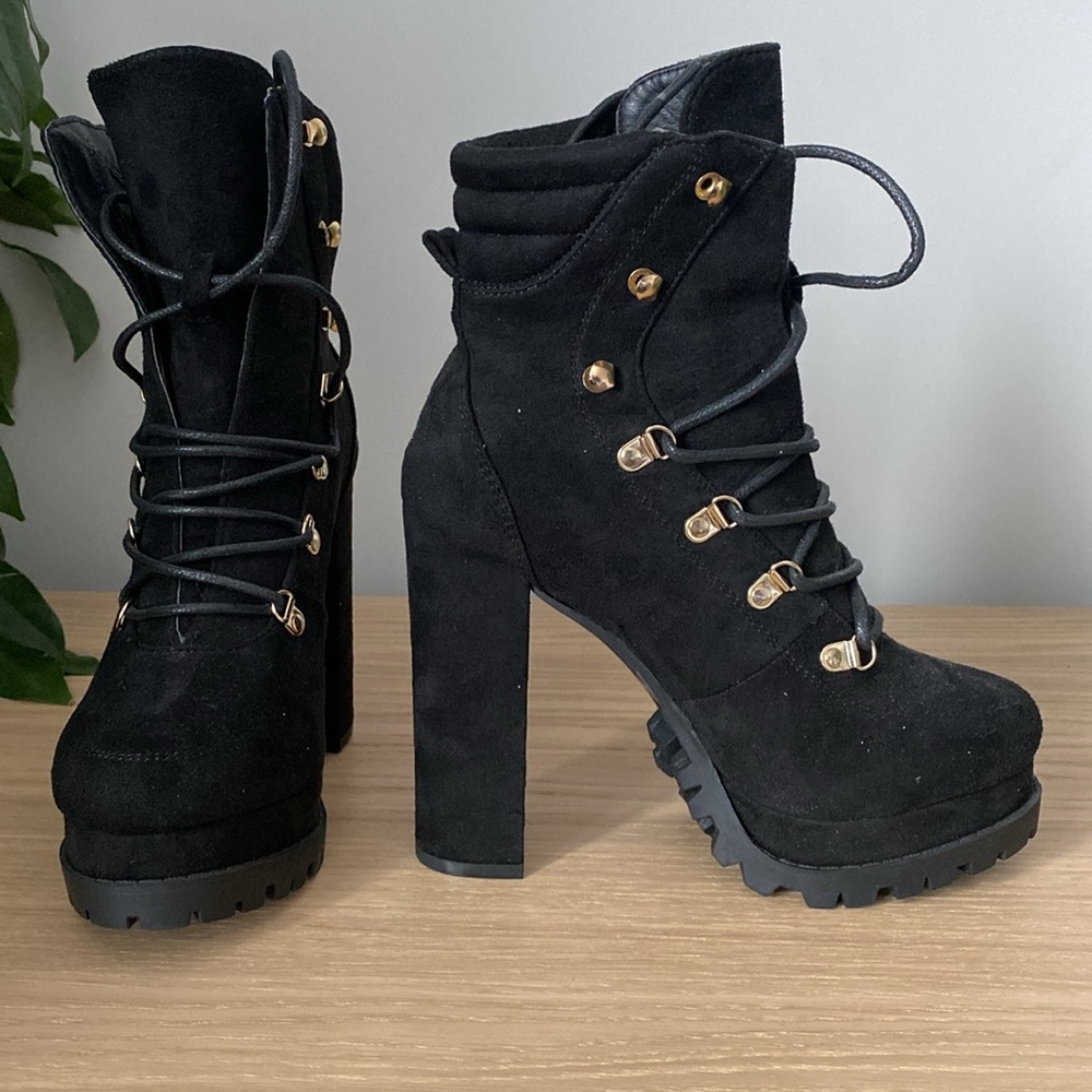 High Heel Laced Booties - Picture 2 of 3